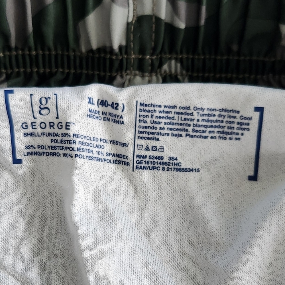 🩳 George Men’s XL Camouflage Swim Shorts Size 40–42 – NWT, 9” Inseam Camo Army - Picture 14 of 16